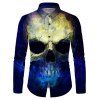 Chemise d'Halloween Boutonnée à Imprimé Crâne à Manches Longues - multicolor XL