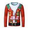 Christmas Santa Suit Gift Print Long Sleeve Slim T Shirt - RED XXL