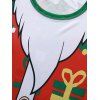 Christmas Santa Suit Gift Print Long Sleeve Slim T Shirt - RED XXL