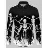 Chemise d'Halloween Boutonnée à Imprimé Squelette en Feu - multicolor 2XL