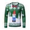 Christmas Santa Faux Suit Print Slim Crew Neck T Shirt - GREEN XXL
