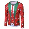 Christmas Santa Snowman Faux Suit Print Slim Crew Neck T Shirt - RED XXL