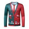 Christmas Contrast Suit Santa Print Slim Casual T Shirt - multicolor XXL