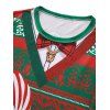 T-shirt Maigre Père Noël et Cerf Imprimés à Col Rond - multicolor L