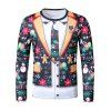 Christmas Snowman Biscuit Faux Suit Print Slim Crew Neck T Shirt - multicolor M