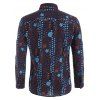 Chemise Vintage Etoile à Pois à Manches Longues - Bleu Ciel 2XL