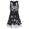 Mini Robe à Imprimé Lune Etoile et Soleil - Noir 3XL
