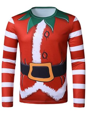 Christmas Elf Suit Printed Slim Long Sleeve T Shirt