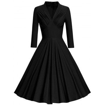 Image of Plus Size Empire Waist Pleated Long Sleeve Dress