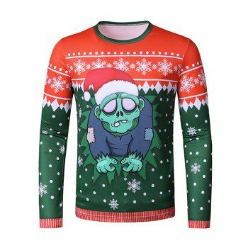 

Christmas Hat Zombie Print Slim Crew Neck T Shirt, Multicolor