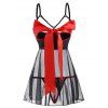 Ensemble de Body Ouvert Poitrine avec Nœud Papillon de Grande Taille - Noir 1X