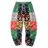Pantalon Floral Applique Jointif à Pieds Etroits - multicolor A S