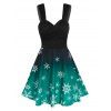 Mini Robe Flocon de Neige Imprimée à Volants à Bretelle - Noir L
