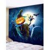 Tapisserie Murale Décorative d'Halloween Motif Épouvantail et Citrouille - multicolor W91 X L71 INCH
