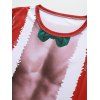 Christmas Santa Suit Chest Print Slim Crew Neck T Shirt - multicolor S