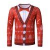 Christmas Candy Faux Suit Print Slim Leisure T Shirt - RED XXL