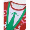 Christmas Elk Faux Suit Print Slim Leisure T Shirt - multicolor XXL