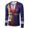 Christmas Biscuit Faux Colorblock Suit Print Slim Casual T Shirt - multicolor XXL