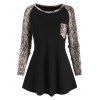 T-shirt à Imprimé Serpent à Manches Raglan avec Poche - Noir L