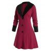 Plus Size Faux Fur Shawl Collar A Line Long Coat - RED WINE L