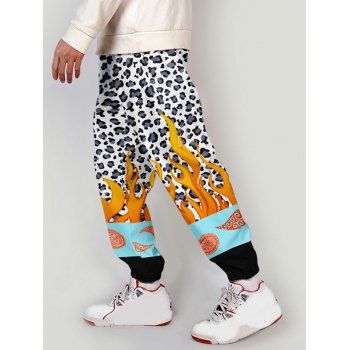 

Leopard Flame Paisley Print Contrast Pants, Multicolor a