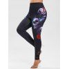 Legging d'Halloween Crâne Panneau en Dentelle à Coupe Haute Grande Taille - Noir 5X