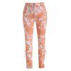Plus Size Tie Dye Lace-up Pocket Jeans - LIGHT ORANGE 5X