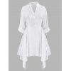 Robe Chemise Mouchoir Panneau en Dentelle Grande Taille avec Bouton en Avant - Blanc 5X