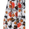 Cartoon Halloween Pattern A Line Dress Owl Pumpkin Print Corset Style Lace Up Cami Dress - multicolor B 3XL