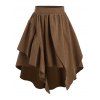 Jupe Simple Asymétrique Superposée à Taille Elastique - café 3XL