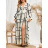 Maxi Robe Plongeante à Fente Haute de Grande Taille - Blanc Chaud 1X