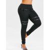 Pantalon Moulant Style Punk de Grande Taille à Œillet - Noir 5X
