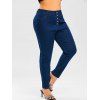 Jean Plissés Boutonné de Grande Taille - Bleu profond L