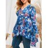 Haut Teinté Haut Bas à Manches Roulées de Grande Taille - Bleu Myrtille 3X