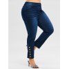 Jean à Coupe Haute avec Boutons et Métal Grande-Taille - Bleu profond 4X