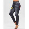 Legging 3D Papillon Imprimé à Taille Haute de Grande Taille - Noir 3X