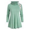 Lace Panel Mock Button Raglan Sleeve T-shirt - LIGHT GREEN 3XL
