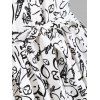 Robe Ceinturée à Demi-Bouton Cœur et Visage Imprimés - Blanc XL