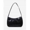 Sac à Bandoulière Texturé en Couleur Unie Style Français - Noir 