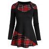 Haut Asymétrique Panneau Tricoté à Carreaux en Blocs de Couleurs - Noir 3XL