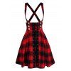 Mini Jupe Salopette à Double Boutonnage à Lacets - Rouge Vineux XL