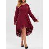 Robe Coupe à Laser Haute Basse Grande Taille - Rouge foncé 4X