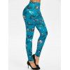 Legging d'Halloween Moulant Chauve-souris Dinosaure Imprimés - Bleu L
