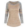 T-shirt Décontracté Rayé à Manches Raglan - Bronze 3XL