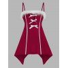 Plus Size Bowknot Faux Fur Cami Lingerie Christmas Dress Set - RED L