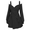 Robe Superposée à Épaule Dénudée à Manches Longues - Noir M