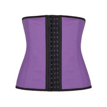 

Faux Leather Piping Shapewear Plus Size Corset, Purple