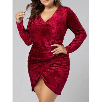

Plus Size Velvet Bodycon Tulip Dress, Deep red