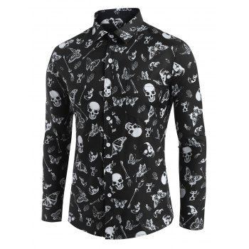 

Halloween Skull Butterfly Pattern Shirt, Black