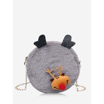 Christmas Elk Chain Plush Canteen Bag, Dark gray